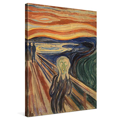 PICANOVA – Edvard Munch – The Scream 30x40cm – Bild auf Leinwand – Premium Kunstdruck Auf 2cm Holz-Keilrahmen Für Schlaf- Und Wohnzimmer – Klassische Kunst von PICANOVA