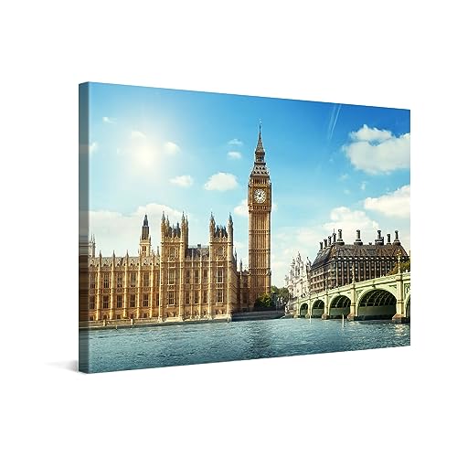 PICANOVA – Leinwandbild 30x20cm London Big Ben – Leinwanddruck – Wandbild Kunstdruck Auf 2cm Holz-Keilrahmen Für Schlaf- Und Wohnzimmer Wanddekoration – Bild auf Leinwand von PICANOVA