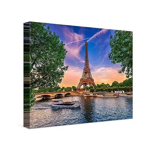 PICANOVA – Leinwandbild 40x30cm Eiffelturm Paris – Leinwanddruck – Wandbild Kunstdruck Auf 2cm Holz-Keilrahmen Für Schlaf- Und Wohnzimmer Wanddekoration – Bild auf Leinwand von PICANOVA