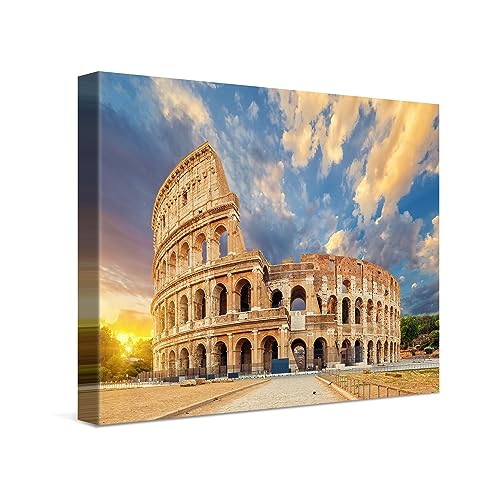 PICANOVA – Leinwandbild 40x30cm Kolosseum Rom – Leinwanddruck – Wandbild Kunstdruck Auf 2cm Holz-Keilrahmen Für Schlaf- Und Wohnzimmer Wanddekoration – Bild auf Leinwand von PICANOVA