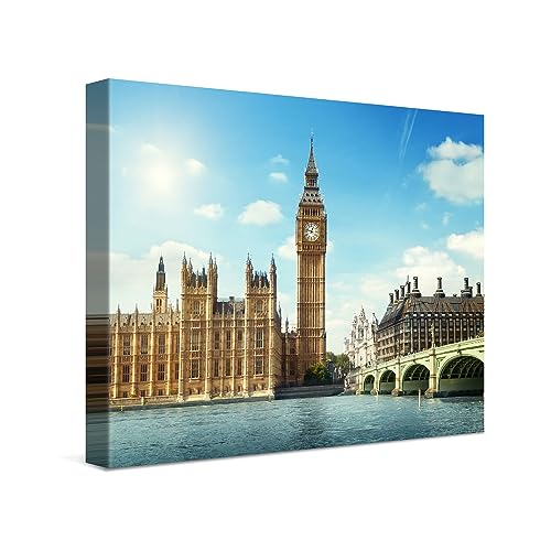 PICANOVA – Leinwandbild 40x30cm London Big Ben – Leinwanddruck – Wandbild Kunstdruck Auf 2cm Holz-Keilrahmen Für Schlaf- Und Wohnzimmer Wanddekoration – Bild auf Leinwand von PICANOVA