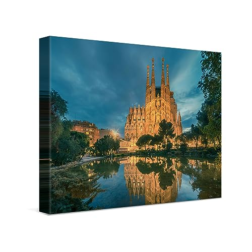 PICANOVA – Leinwandbild 40x30cm Sagrada Familia Barcelona – Leinwanddruck – Wandbild Kunstdruck Auf 2cm Holz-Keilrahmen Für Schlaf- Und Wohnzimmer Wanddekoration – Bild auf Leinwand von PICANOVA