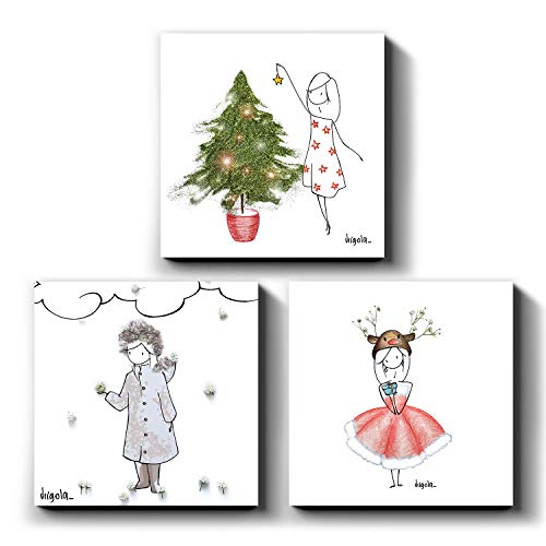 PICANOVA MIXPIX – Virgola Winter – Set Bestehend aus 3 St 20x20cm Fotokacheln – Drucke mit Wiederverwendbaren Klebepads, Einfach Aufzuhängen, Hält an Fast Allen Wänden – Design von Virgola Art von PICANOVA