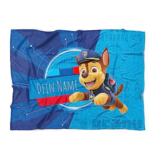 PICANOVA PAW Patrol Chase Handtuch mit Name 200x150cm – Hochwertiges Bedrucktes Handtuch – Blickfang-Strandtuch Aus Hautfreundlichem Frottee – Badetuch mit Text Individuell Bedruckt von PICANOVA