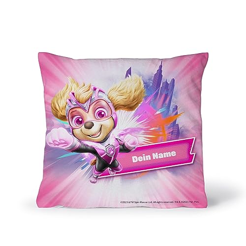 PICANOVA – PAW Patrol – Der Mighty Kinofilm Skye Fotokissen mit Füllung in den Größen 60x60cm – Text individuell Bedruckt Schlaf- und Wohnzimmertauglich von PICANOVA