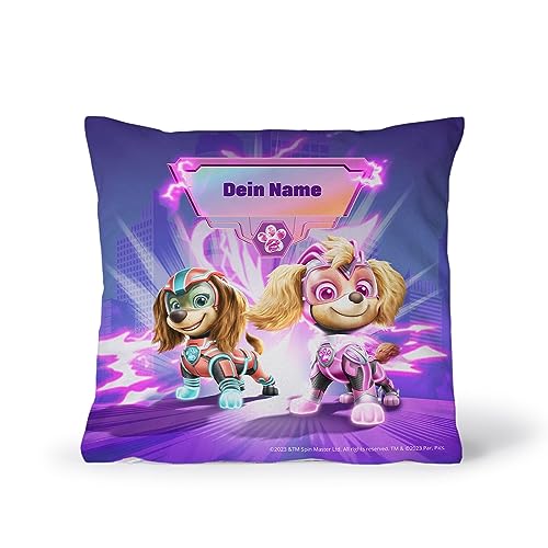 PICANOVA – PAW Patrol – Der Mighty Kinofilm Skye & Liberty Fotokissen mit Füllung in den Größen 60x60cm – Text individuell Bedruckt Schlaf- und Wohnzimmertauglich von PICANOVA