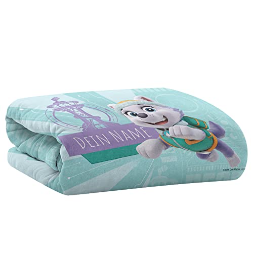 PICANOVA – PAW Patrol Everest Decke mit Name 100x70cm – Personalisierte Kuscheldecke für Kinder – Premiumqualität Fleecedecke 510g/qm – Unschlagbar Weich Und Gemütlich Schmusedecke von PICANOVA