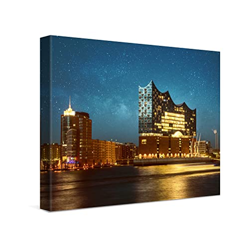 PICANOVA – Premium Leinwanddruck – Leinwandbild Hamburg Hamburger Elbphilharmonie 40x30cm – Kunstdruck Auf 2cm Holz-Keilrahmen Für Schlaf- Und Wohnzimmer – Kollektion Deutschland von PICANOVA