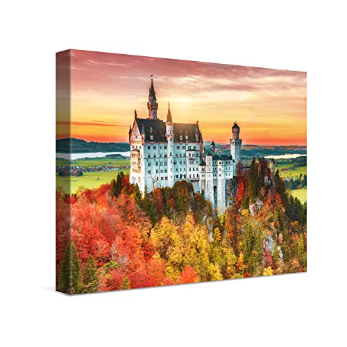 PICANOVA – Premium Leinwanddruck – Leinwandbild Schloss Neuschwanstein 40x30cm – Kunstdruck Auf 2cm Holz-Keilrahmen Für Schlaf- Und Wohnzimmer – Kollektion Deutschland von PICANOVA