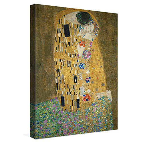 PICANOVA – The Kiss 30x40cm – Premium Leinwanddruck – Kunstdruck Auf 2cm Holz-Keilrahmen Für Schlaf- Und Wohnzimmer – Kollektion Gustav Klimt von PICANOVA