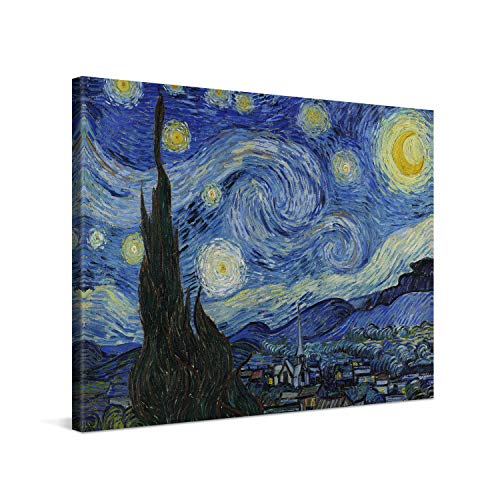 PICANOVA – Vincent Van Gogh Starry Night 40x30 cm – Bild auf Leinwand – Leinwandbild – Premium Leinwanddruck – Kunstdruck Auf 2cm Holz-Keilrahmen Für Schlaf- Und Wohnzimmer von PICANOVA