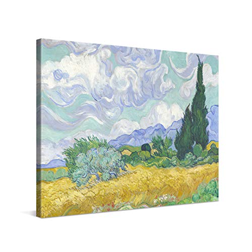 PICANOVA – Vincent Van Gogh Wheat Field with Cypresses 40x30 cm – Bild auf Leinwand – Leinwandbild – Premium Leinwanddruck – Kunstdruck Auf 2cm Holz-Keilrahmen Für Schlaf- Und Wohnzimmer von PICANOVA