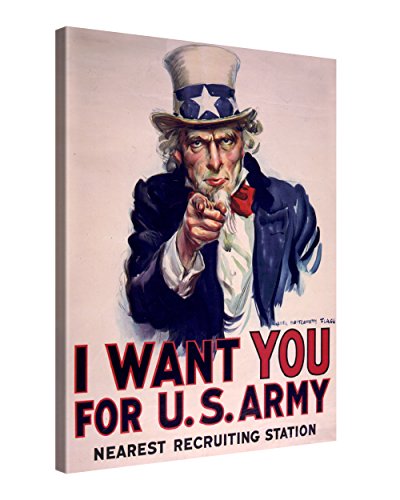 Gallery of Innovative Art Premium Leinwanddruck 75x100cm – Uncle Sam – Kunstdruck Auf Leinwand Auf 2cm Holz-Keilrahmen Für Wohn- Und Schlafzimmer – Vintage Plakatsammlung von Gallery of Innovative Art