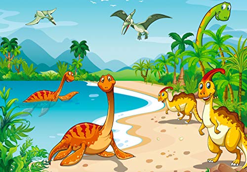 Hochwertiges Kinderposter Dinosaurier, 100 cm breit x 70 cm hoch, Dekoration, Kunstdruck, Wandbild, Fineartprint, Wandposter Poster für Kinderzimmer, Poster für Kinder, Kinderposter (Dinosaurier) von PICSonPAPER