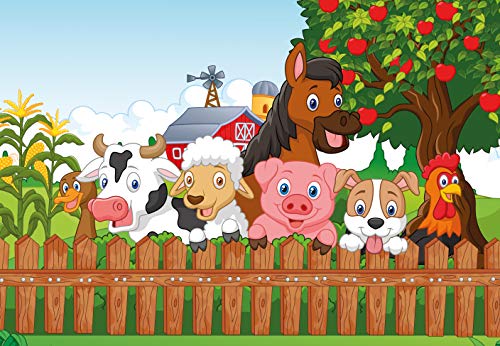 PICSonPAPER Hochwertiges Kinderposter Tiere am Bauernhof, 100 cm Breit x 70 cm Hoch, Dekoration, Kunstdruck, Wandbild, Fineartprint, Wandposter Poster für Kinderzimmer, Poster für Kinder (Bauernhof2) von PICSonPAPER