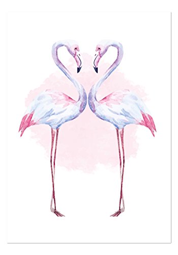 PICSonPAPER Kunstdruck Flamingo-Paar, ungerahmt DIN A4, Geschenk, Poster, Geschenkidee, Geburtstagsgeschenk, Wandbild (DIN A4) von PICSonPAPER