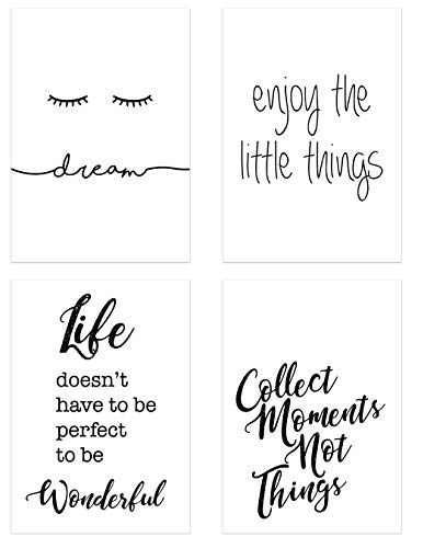 PICSonPAPER Poster 4er-Set Leben ungerahmt DIN A4, Dream, Enjoy The Little Things, Life Doesn't Have to be Perfect, Collect Moments not Things (Dreamjoy, ohne Rahmen) von PICSonPAPER