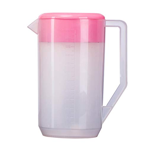 PINFANSHIJIE Wasserkrug, Messkessel mit Skala, Getränkeaufbewahrungsbehälter mit Deckel, Kaltwasserkrug, Kunststoffkrug, Glaskrug/718 (Color : Pink, Size : 5000ML) von PINFANSHIJIE