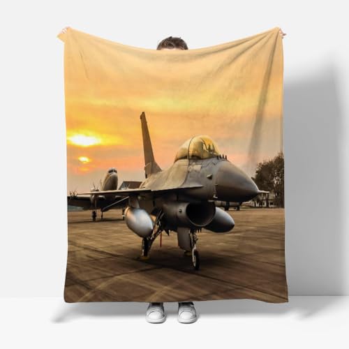 PINNKL Kuscheldecke Flauschig Kämpfer F16 USA Flanelldecke Kinder 150x200 Flugzeug 3D-Digitaldruck Decke Weich Bequem Wohndecke Tagesdecke,Sofadecke Für Jungen Erwachsene Geschenk von PINNKL