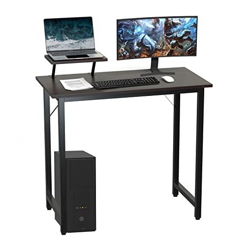 PIPIPOXER Schreibtisch Computertisch Laptoptisch, 100x50x74cm Bürotisch mit Monitorständer,Stabiler Pc Tisch Arbeitstisch Desktop aus Holz für Arbeit,Spielen in Schlafzimmer oder Büro(Schwarz) von PIPIPOXER