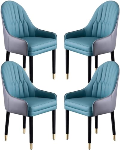 PJGFBYT Esszimmerstühle aus Mikrofaser-Leder, mit ergonomischer Rückenlehne und Beinen aus Buchenholz, für Theke, Lounge, Empfangsstuhl, 4 Stück (Farbe: B) von PJGFBYT