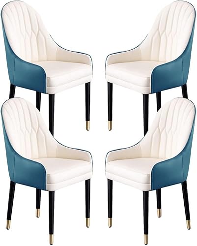 PJGFBYT Esszimmerstühle aus Mikrofaser-Leder, mit ergonomischer Rückenlehne und Beinen aus Buchenholz, für Theke, Lounge, Empfangsstuhl, 4 Stück (Farbe: C) von PJGFBYT