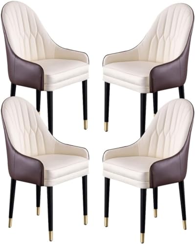 PJGFBYT Esszimmerstühle aus Mikrofaser-Leder, mit ergonomischer Rückenlehne und Beinen aus Buchenholz, für Theke, Lounge, Empfangsstuhl, 4 Stück (Farbe: K) von PJGFBYT