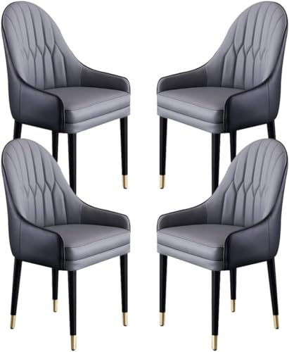 PJGFBYT Esszimmerstühle aus Mikrofaser-Leder, mit ergonomischer Rückenlehne und Beinen aus Buchenholz, für Theke, Lounge, Empfangsstuhl, 4 Stück (Farbe: M) von PJGFBYT