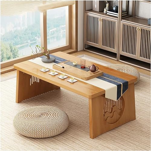 PJGFBYT Japanischer Bodentisch, niedriger Altartisch für Meditation, Tatami-Kaffeetisch, kleiner Teetisch zum Sitzen, für Essen und spirituelle Praktiken (Größe: 70 x 40 x 30 cm, Farbe: A) von PJGFBYT