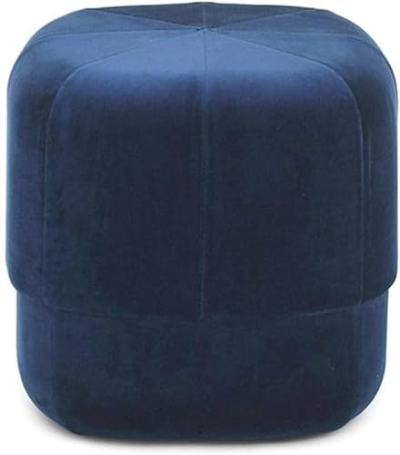 PJGFBYT Runder Hocker, weicher Samt, gepolsterter Fußhocker, extra Sitz, ideal für Wohnzimmer, Schlafzimmer, Orange (Größe: 40 x 40 x 46 cm), Farbe: Marineblau von PJGFBYT