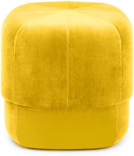 PJGFBYT Runder Hocker, weicher Samt, gepolsterter Fußhocker, extra Sitz, ideal für Wohnzimmer, Schlafzimmer, Orange (Größe: 40 x 40 x 46 cm, Farbe: Gelb) von PJGFBYT