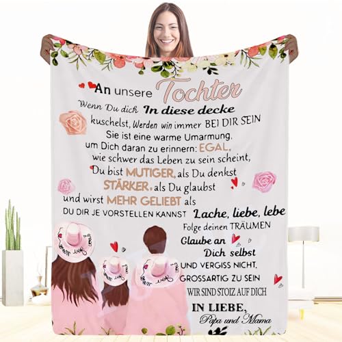 Personalisierte Kuscheldecke An unsere Tochter von Eltern, Mama und Papa zu Positive Ermutigung und Liebe Tochter Flauschige Geschenk, Geschenk für Tochter Mädchen Geburtstags von PJLJC