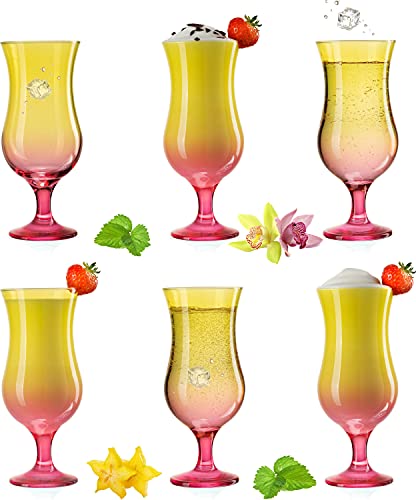 PLATINUX Cocktailgläser Gelb-Rosa Set 6 Stück Bunt 400ml (max. 470ml) Longdrinkgläser Partygläser Hurricanegläser Groß von PLATINUX