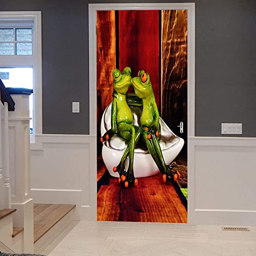 3D Verschönern Türaufkleber Tür Tapete - Tierischer Frosch 77 X 200 Cm Türtapete Selbstklebend Türposter - Fototapete Türfolie Poster Tapete Meer Aufkleber Diy Selbstklebende Wandbild- von PLEETS