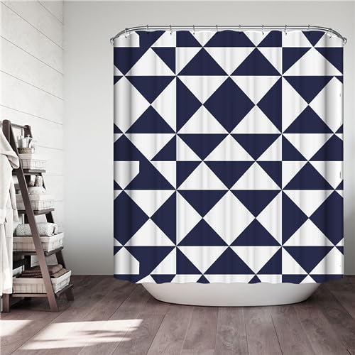 PLEETS Duschvorhänge Geometrische Muster Duschvorhang aus Polyester mit 12 Duschvorhangringe Badezimmer Wasserabweisend und Anti-Schimmel waschbare badvorhang 150x180cm von PLEETS