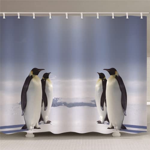 PLEETS Duschvorhang 180x220 cm Antarktische Pinguine Shower Curtain Polyestergewebe, Wasserdicht, Badezimmervorhänge, Duschvorhänge, Schimmelresistent, Bad Vorhang von PLEETS