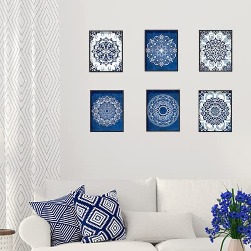 PLIGREAT 6 Stück Leinwand Wanddrucke, Boho Wall Art Dekor, Mandala Wandmalereien Ungerahmt Leinwanddrucke für zu Hause Wohnzimmer Schlafzimmer Vintage Wanddekorationen Buddhistische Wandkunst Drucke von PLIGREAT