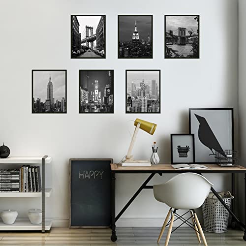 PLIGREAT 6 Stück New York City View Leinwand Moderne Poster Set Ungerahmt Stadt Sehenswürdigkeiten Schwarz Weiß Wand Kunst Dekor Leinwand Kunstdrucke für Wohnzimmer Badezimmer Deko Bilder Galerie von PLIGREAT