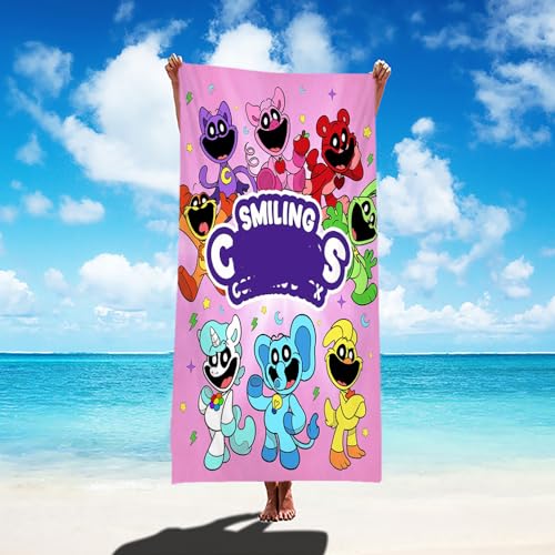 PLNVNVP Kinder Strandtücher, Smiling Strandtücher, Kinder Handtuch Badetuch, Superweiches Strandtuch für Kinder, Camping Handtücher Pool Reisen Schwimmen Duschtuch (150 x 75 cm) von PLNVNVP