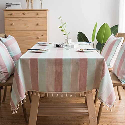 PLYY Tischdecke Rechteckige Quaste Edge Tischwäche Baumwolle und Leinen Tischtuch Couchtisch Tischdecke Abwaschbar Küchentischabdeckung für Speisetisch - 100x130cm von PLYY