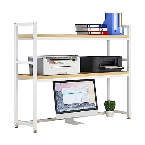 PNAJFUEL Desktop-Bücherregal, Desktop-Bücherregal – Desktop-Bücherregal, 2-Stufiges Desktop-Bücherregal Für Computertisch/White/85X30X90Cm von PNAJFUEL