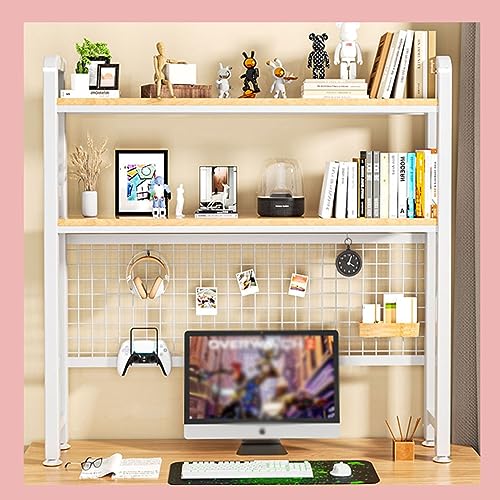 PNAJFUEL Desktop-Bücherregal, Desktop-Bücherregal-Organizer Für Computertisch, Mehrzweck-Bücherregal Aus Holz Auf Der Arbeitsplatte, Robustes Aufbewahrungsregal/White/2-Tier 75Cm(30'') von PNAJFUEL