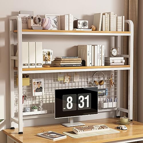 PNAJFUEL Schreibtisch-Organizer, Mehrzweck-Bücherregal Für Den Schreibtisch, Verstellbares Bücherregal Für Den Computertisch, Metall-Aufbewahrungs- Und Ausstellungsregal/White/3-Tier 135Cm(53'') von PNAJFUEL