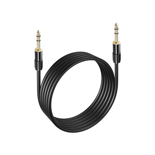 PNGKNYOCN 1/4" TRS Gitarrenkabel, 2M vergoldetes 6.35mm 1/4" TRS Stecker zu Stecker symmetrisches Stereo Audio Verbindungskabel für Gitarre, Verstärker, Mixer, Lautsprecher (2M) von PNGKNYOCN