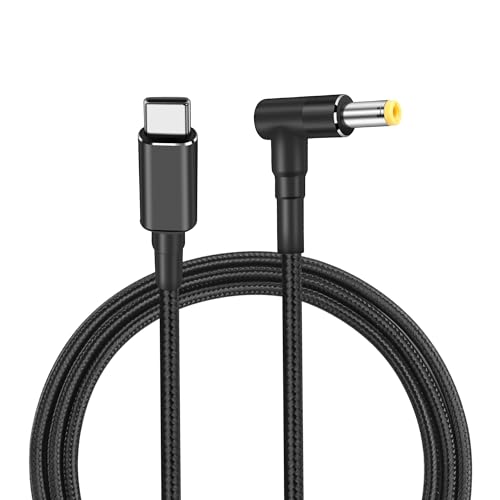 PNGKNYOCN 100W PD USB C zu DC 5.5mm x 2.5mm Stromkabel，90 Grad DC 5.5 x 2.5mm Stecker zu USB Typ C Stecker Strom Ladekabel für PD Ladegerät und PD Powerbank（1.8M） (DC 5.5x2.5mm) von PNGKNYOCN