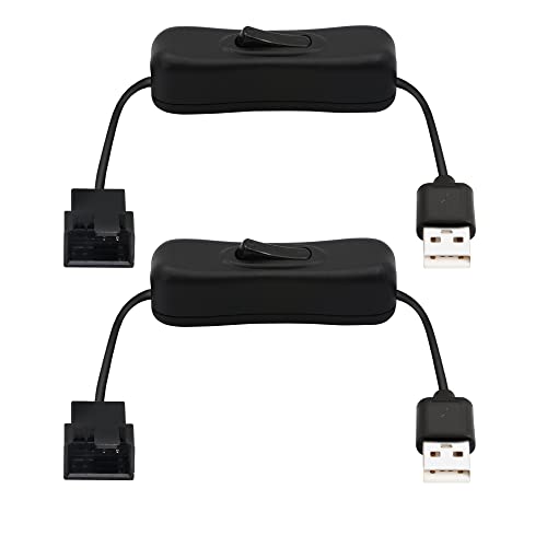 PNGKNYOCN 30 cm USB auf 3-polig/4-poliger PWM 5 V USB ummantelter Lüfterstromadapterkabel mit An-/Aus-Schalter (2er-Pack) von PNGKNYOCN