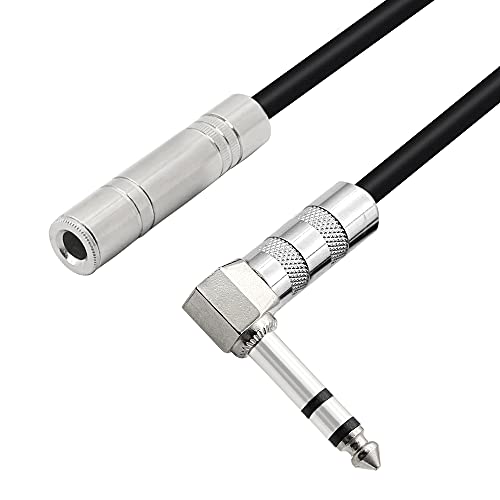 PNGKNYOCN 6,35 mm Stereo-Verlängerungskabel, rechtwinklig, Stecker auf Buchse, TRS Stereo-Audiokabel für Verstärker, Gitarren, Heimkino-Ausrüstung usw. (50 cm) von PNGKNYOCN