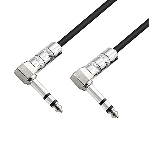 PNGKNYOCN 6,35 mm TRS-Kabel, rechtwinklig, 6,35 mm Stecker auf 6,35 mm Stecker, 90 Grad Stereo-Audio-Verlängerungskabel für Gitarre, Verstärker, Mixer, Mikrofone usw. (50 cm) von PNGKNYOCN