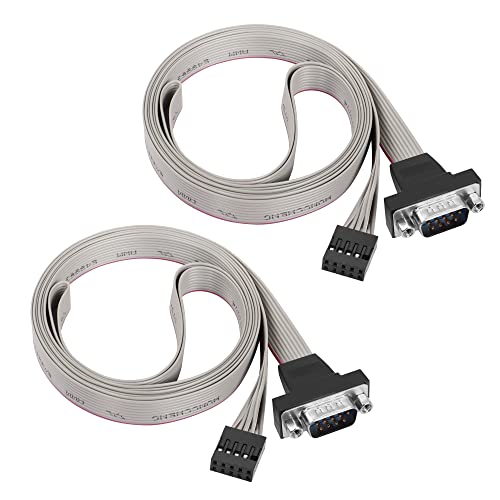 PNGKNYOCN DB9 auf 10 Pin IDC Serielles Kabel, 2 Stück RS232 Serielles Stecker auf 10 Pin (2x5) IDC Motherboard Header Panel Moun Flachbandkabel (1,8 m) von PNGKNYOCN