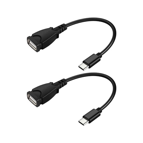 PNGKNYOCN USB C zu USB A Adapter, 2 Pack 5V 5A USB Typ-C Stecker zu USB 2.0 Buchse Ladekabel zum Aufladen von Laptops, Tablets und Mobiltelefonen (15CM) von PNGKNYOCN